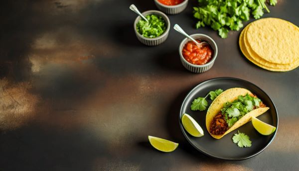 Taco z sosami symbolizujący branżę gastronomiczną